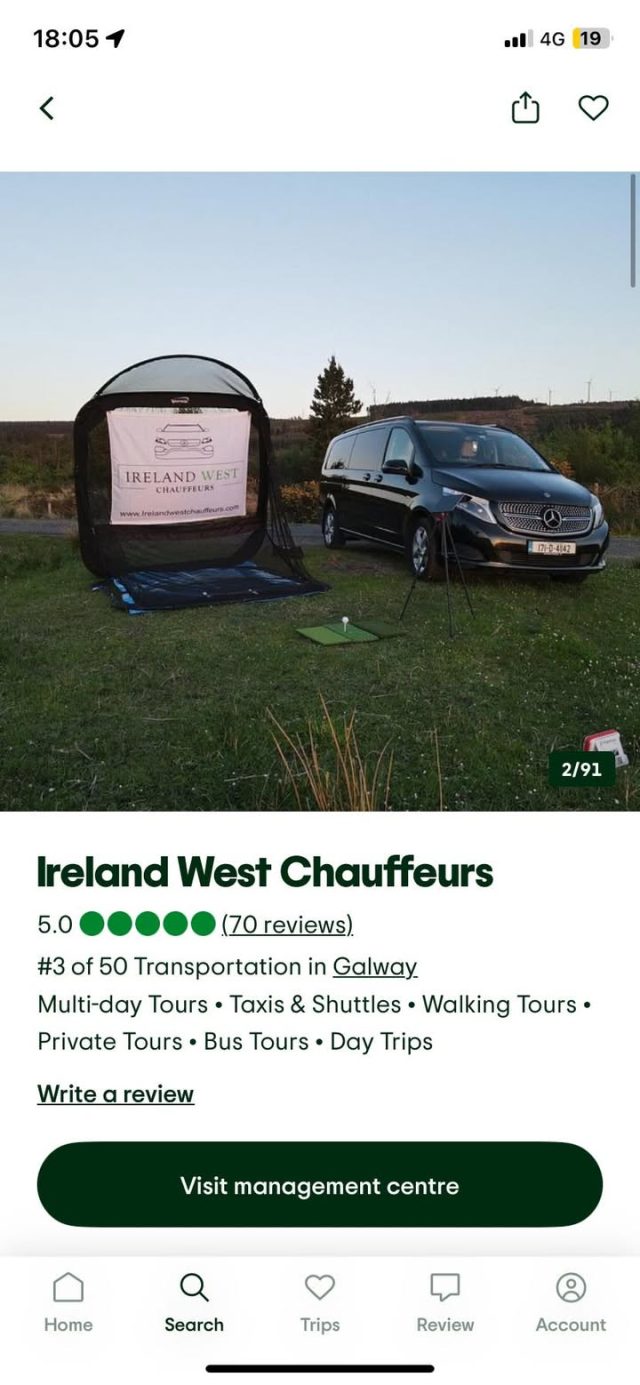 Big day today for us at headquarters! We hit the huge 70! 70 reviews! Brilliant stuff, thank you all so much! And always remember, it's never too late to leave a quick review, thank you all.😊☘️

https://www.tripadvisor.ie/Attraction_Review-g186609-d19417826-Reviews-Ireland_West_Chauffeurs-Galway_County_Galway_Western_Ireland.html